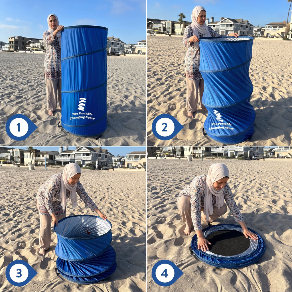 غرفة تبديل الملابس المتنقلة – خصوصية كاملة في الشاطئ 🏖️